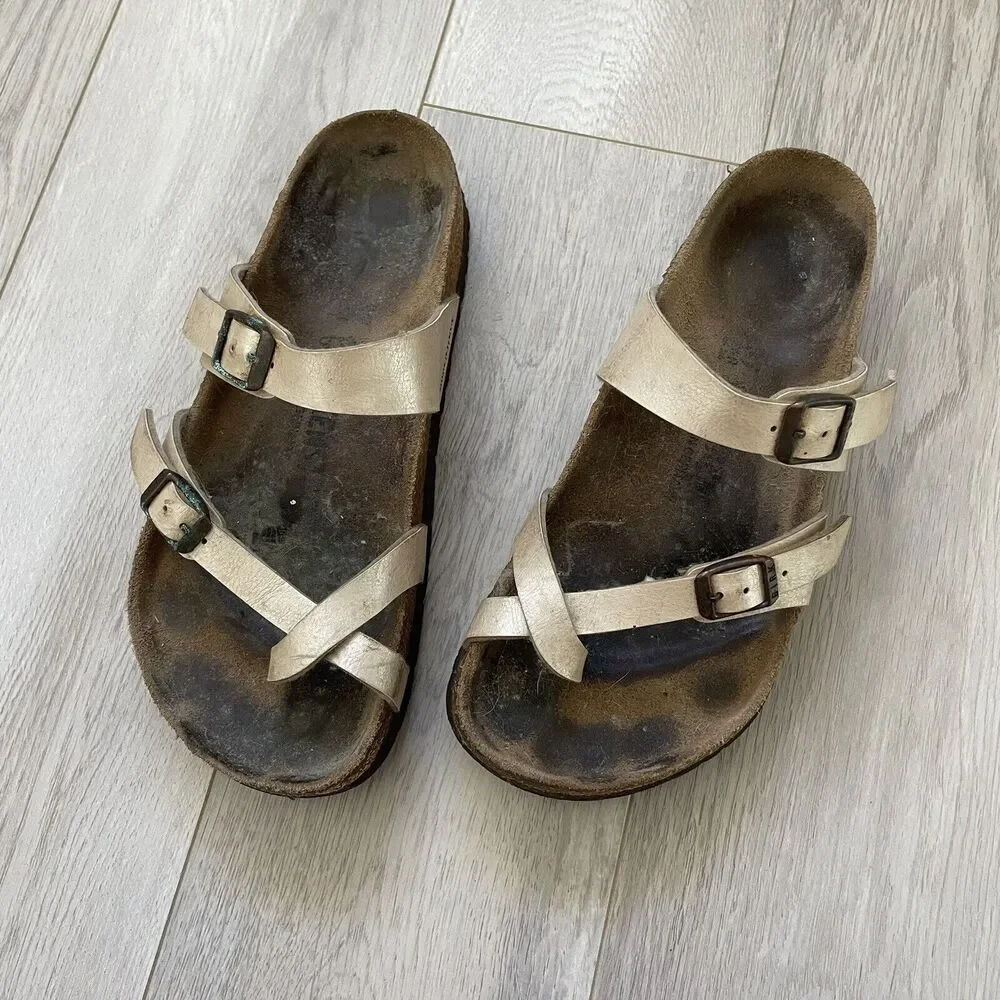 Birkenstock Mayari Strappy Slip On Sandals Beige (size 37) outdoor gorpcore hike
